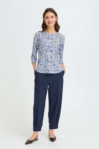 20617416 High Neck Print Top Blue