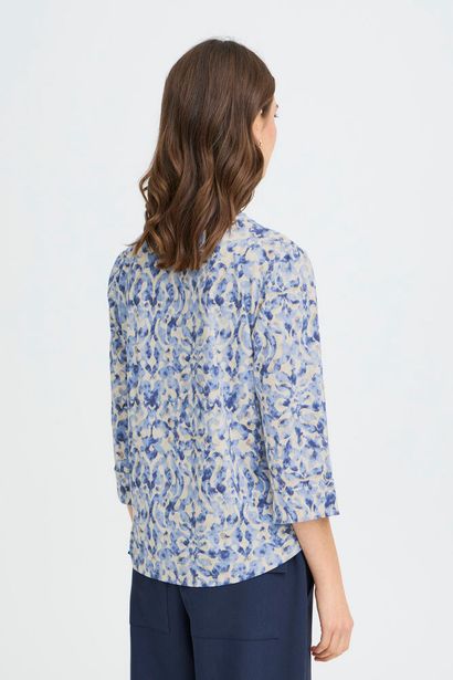20617416 High Neck Print Top Blue