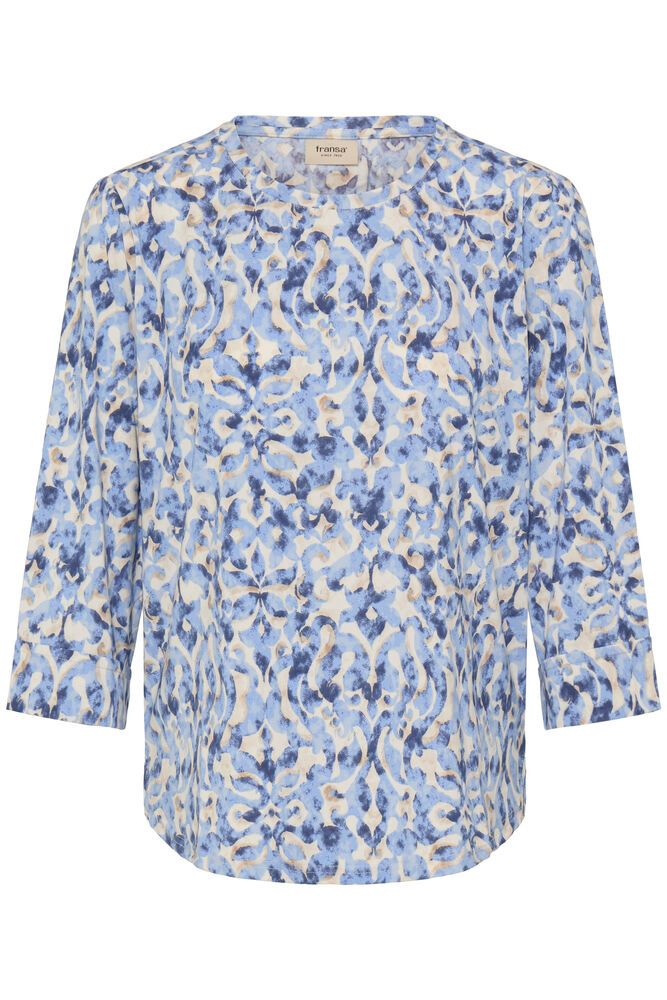 20617416 High Neck Print Top Blue