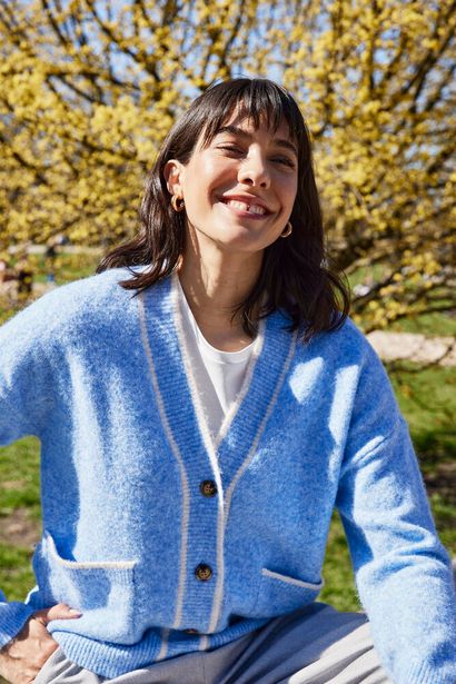 20617432 Boxy Cardigan Pockets Stripe Ed Baby Blue