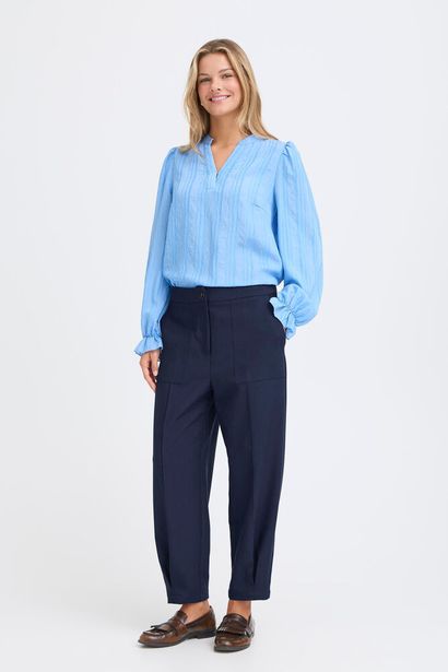 20617449 Barrel Leg Stretch Trousers Navy