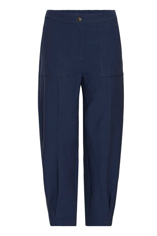 20617449 Barrel Leg Stretch Trousers Navy