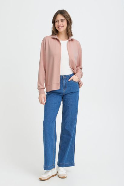 20617465 Zip Up Funnel Neck Sweat Top Rose Pink