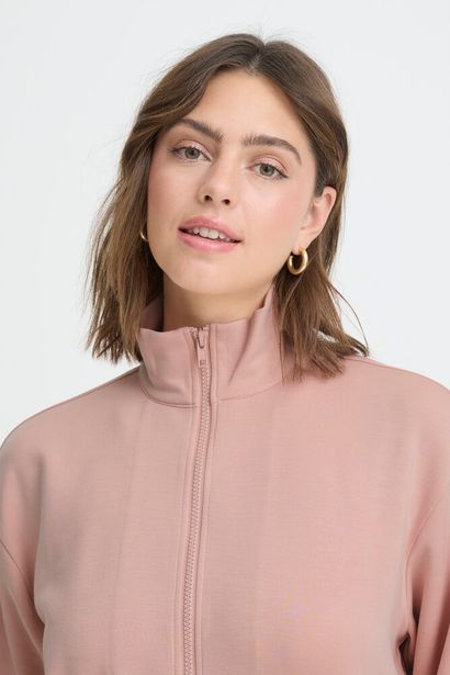 20617465 Zip Up Funnel Neck Sweat Top Rose Pink