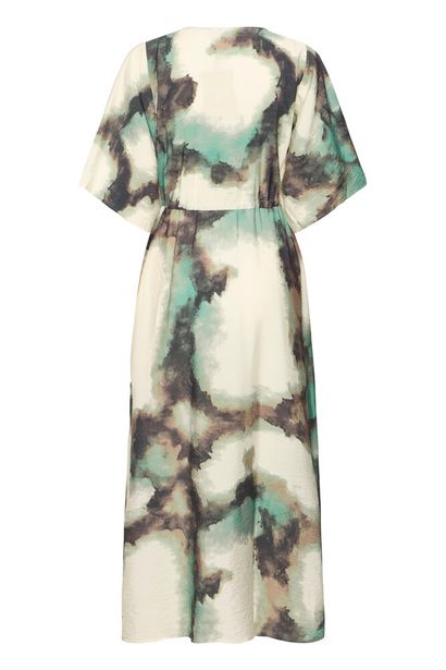 20617498 S/S V-Neck Draw Wasit Print Dre Sage Green