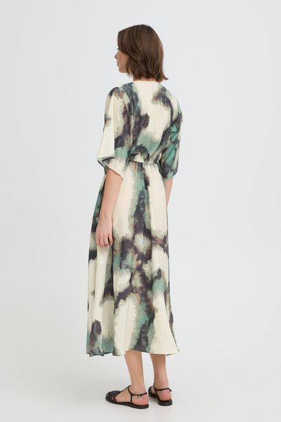 20617498 S/S V-Neck Draw Wasit Print Dre Sage Green