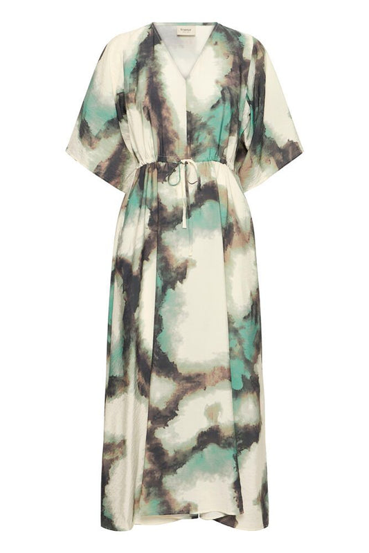 20617498 S/S V-Neck Draw Wasit Print Dre Sage Green