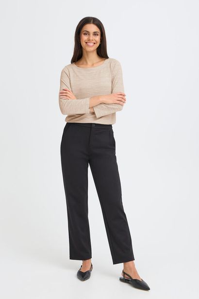20617523 Check 3/4 Slve Boat Neck Top Beige