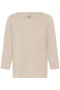 20617523 Check 3/4 Slve Boat Neck Top Beige
