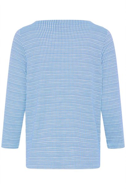 20617523 Check 3/4 Slve Boat Neck Top Blue