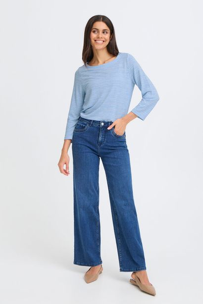20617523 Check 3/4 Slve Boat Neck Top Blue