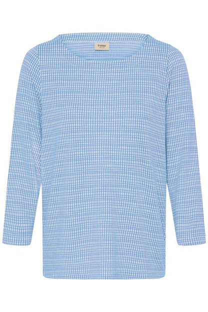 20617523 Check 3/4 Slve Boat Neck Top Blue
