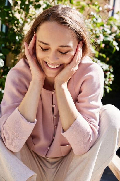 20617587 Short Boxy Pocket Cardigan Rose Pink
