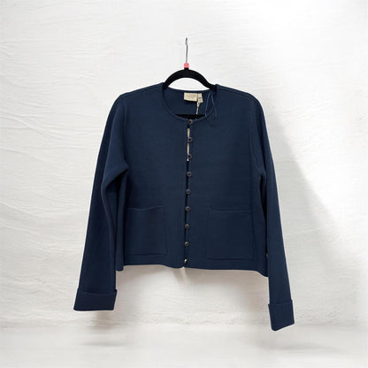 20617587 Short Boxy Pocket Cardigan Navy