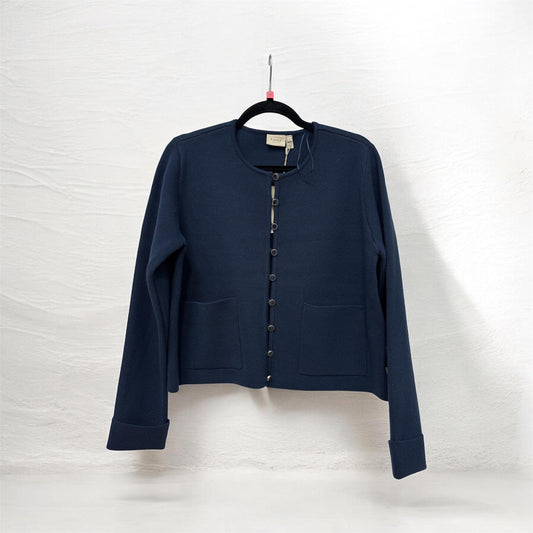 20617587 Short Boxy Pocket Cardigan Navy