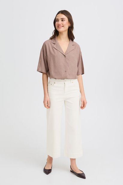 20617611 Wide Leg Short Jeans Cream