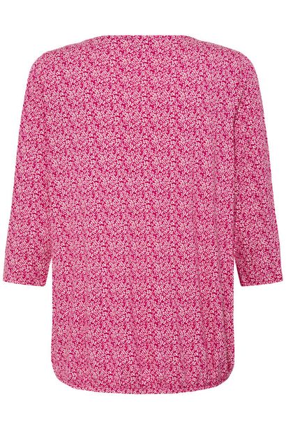 20617645 Elastic Bottom Ditsy Print Top Fushia