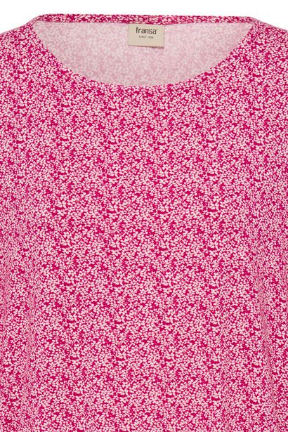 20617645 Elastic Bottom Ditsy Print Top Fushia