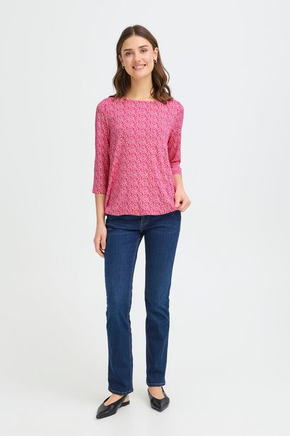 20617645 Elastic Bottom Ditsy Print Top Fushia