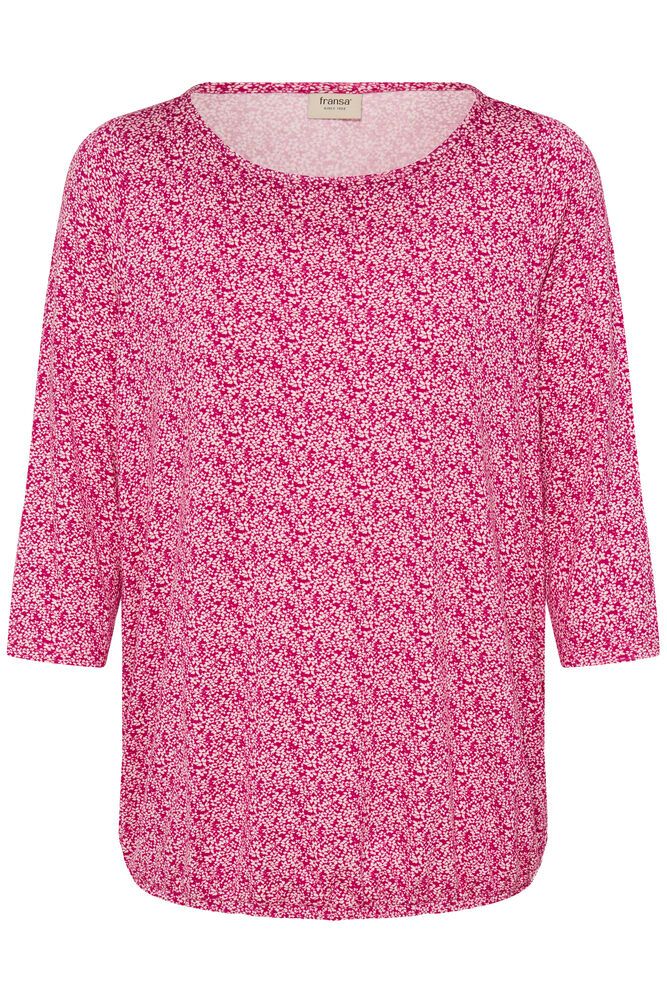 20617645 Elastic Bottom Ditsy Print Top Fushia