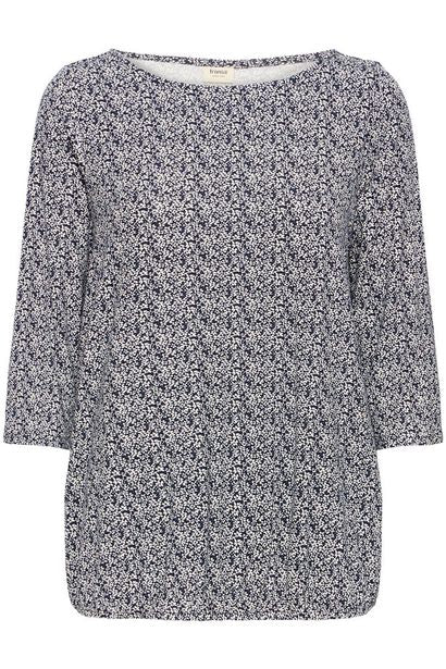 20617645 Elastic Bottom Ditsy Print Top Navy