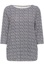 20617645 Elastic Bottom Ditsy Print Top Navy