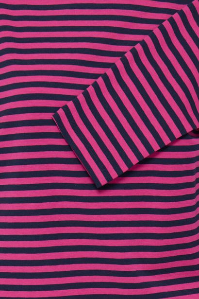 20617658 Stripe Box O/Size L/S Top Fushia/Navy