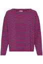 20617658 Stripe Box O/Size L/S Top Fushia/Navy