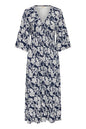 20617797 Print V-Neck Elastic Midi Sun D Navy/White