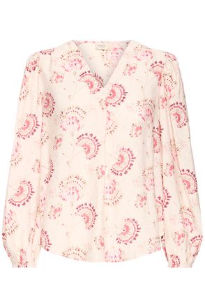 20617836 Print L/S Floral Blouse White/Pink