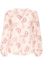 20617836 Print L/S Floral Blouse White/Pink