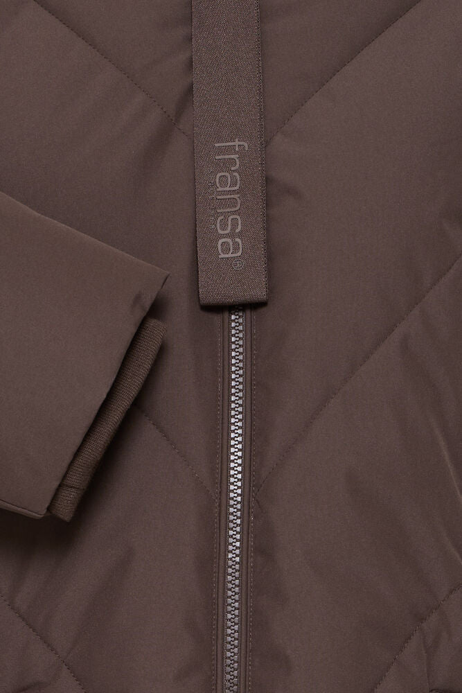 20617846 PADDED HIP LENGTH COAT CHEVRON STITCH Brown