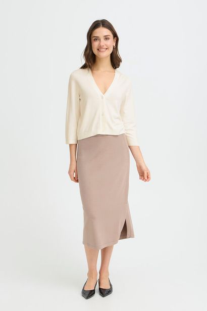 20617866 Short Soft Feel Deep V Cardigan Cream