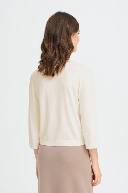 20617866 Short Soft Feel Deep V Cardigan Cream