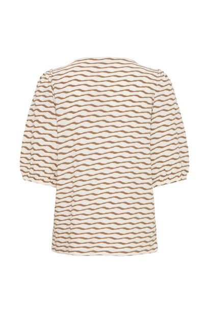 20617985 Wavy Stipe Baloon Slve Top Taupe