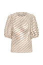 20617985 Wavy Stipe Baloon Slve Top Taupe