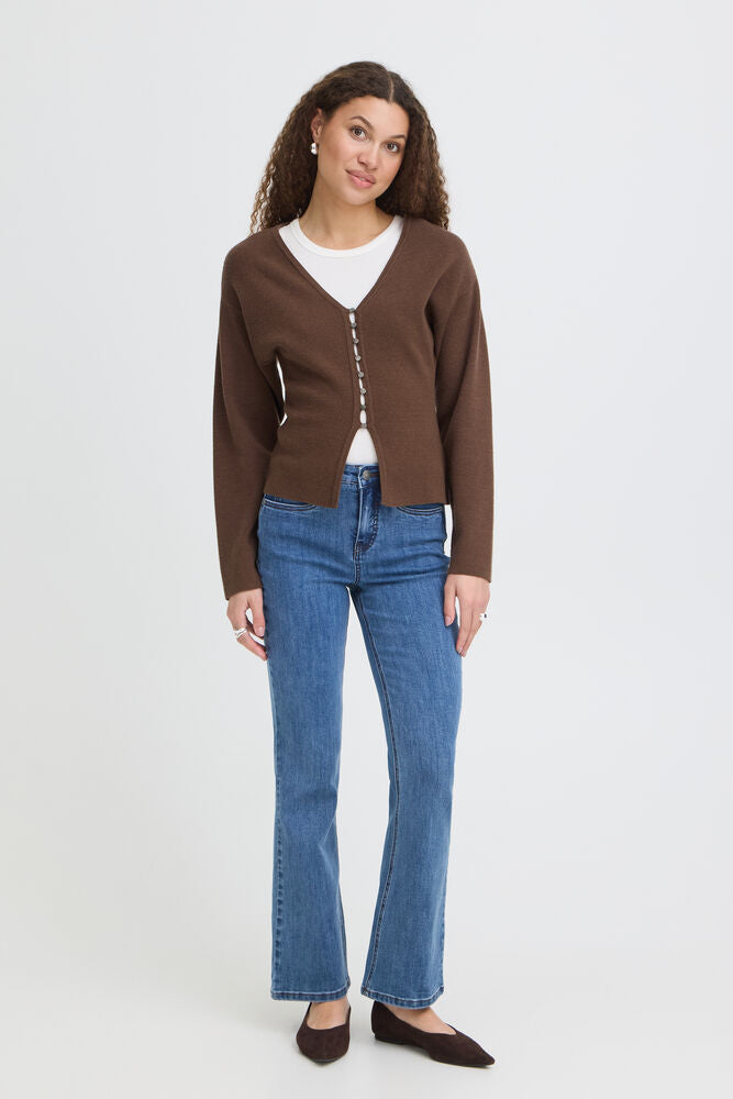20618000 HEAVY KNIT DRESSY CARDIGAN Brown
