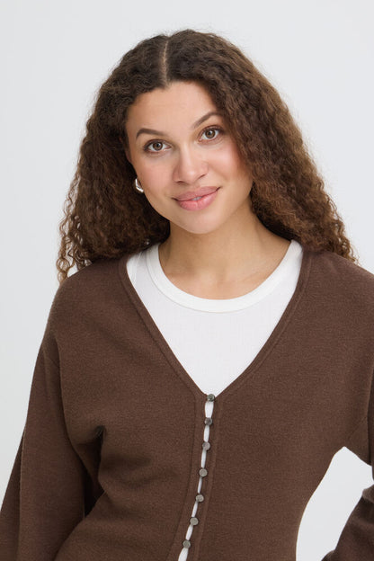 20618000 HEAVY KNIT DRESSY CARDIGAN Brown