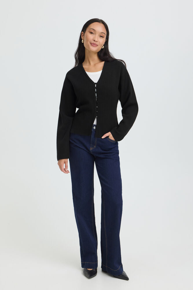 20618000 HEAVY KNIT DRESSY CARDIGAN Black