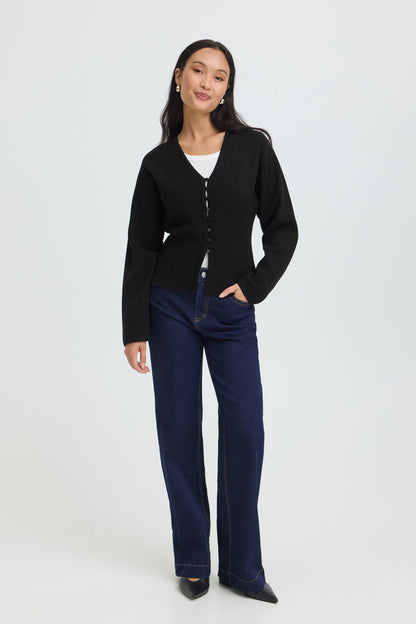 20618000 HEAVY KNIT DRESSY CARDIGAN Black