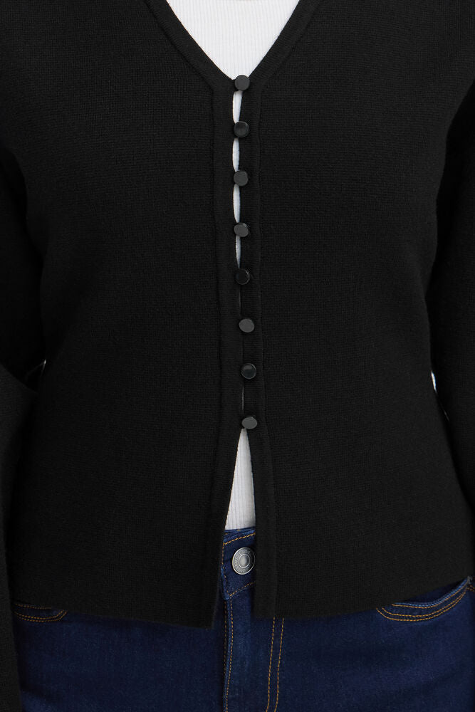 20618000 HEAVY KNIT DRESSY CARDIGAN Black