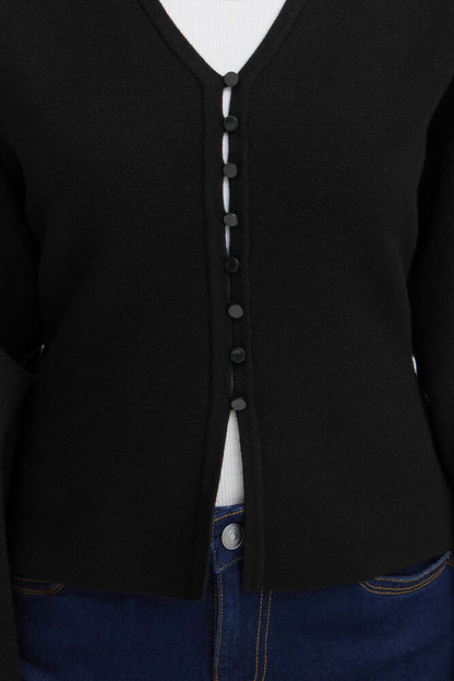 20618000 HEAVY KNIT DRESSY CARDIGAN Black
