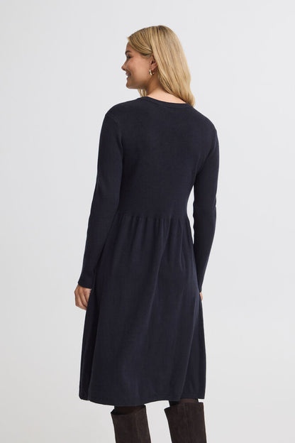 20618015 KNIT DRESS ROUND NECK L/SL A LINE SKIRT Navy
