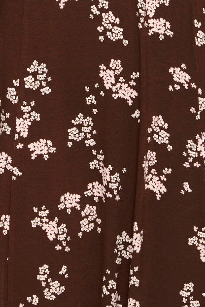 20618029 PRINTED JERSEY V-NECK L/S A-LINE DRESS Wine-Red