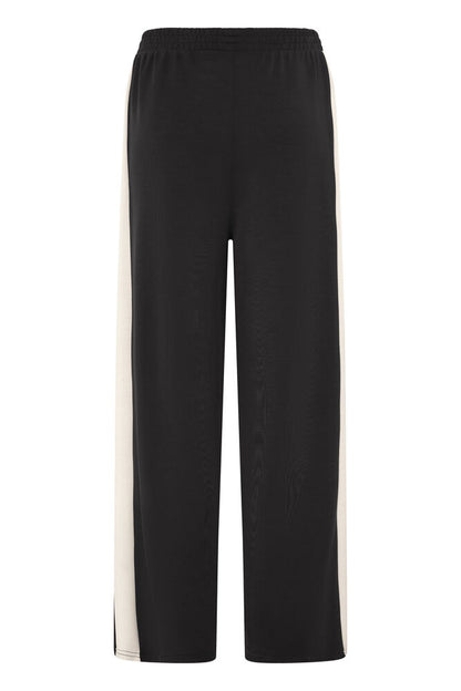 20618033 WIDE LEG PULL UP TROUSERS WITH SIDE STRIPE Black/White