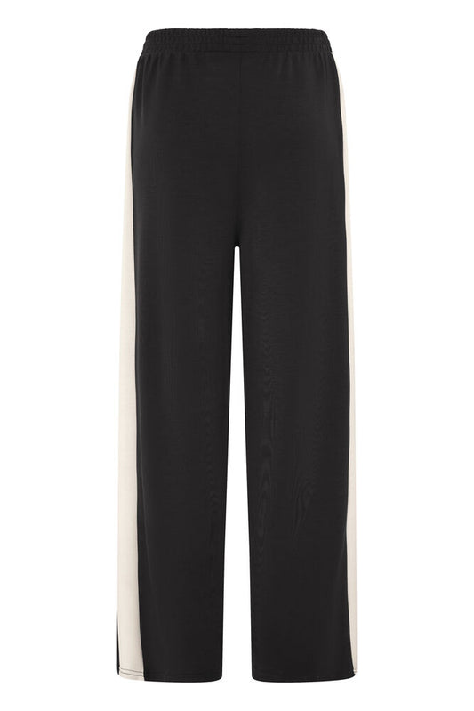 20618033 WIDE LEG PULL UP TROUSERS WITH SIDE STRIPE Black/White