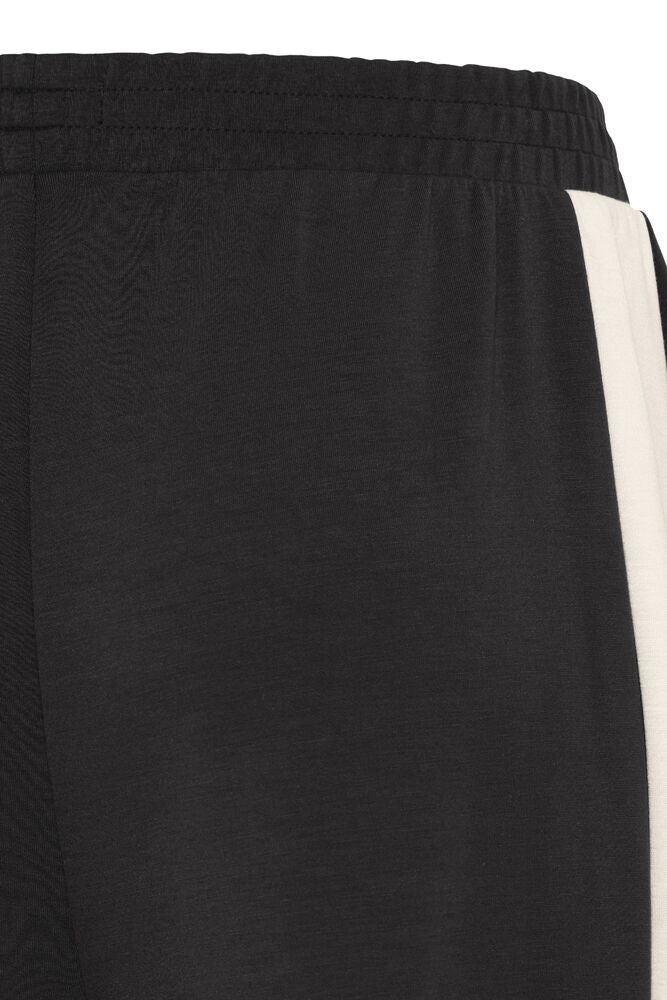 20618033 WIDE LEG PULL UP TROUSERS WITH SIDE STRIPE Black/White