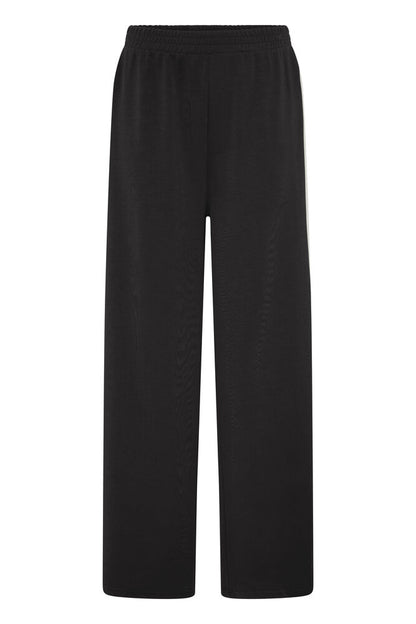 20618033 WIDE LEG PULL UP TROUSERS WITH SIDE STRIPE Black/White