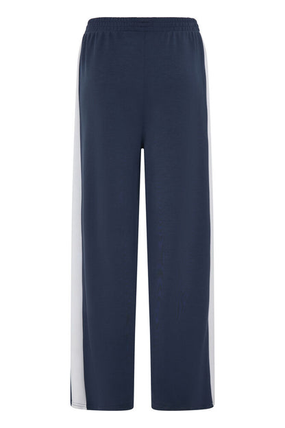 20618033 WIDE LEG PULL UP TROUSERS WITH SIDE STRIPE Navy/Cream