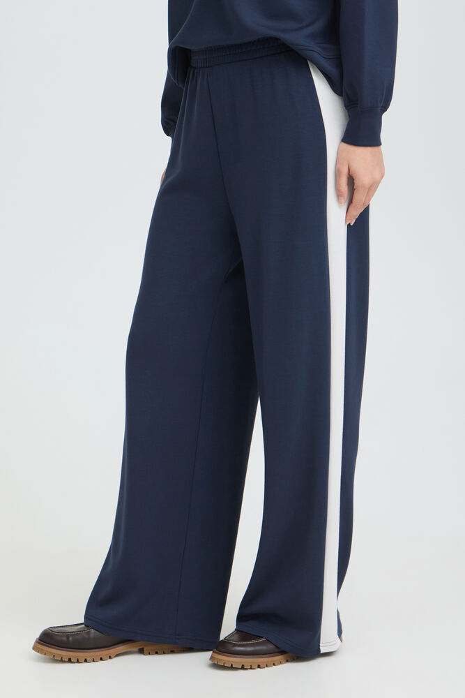 20618033 WIDE LEG PULL UP TROUSERS WITH SIDE STRIPE Navy/Cream